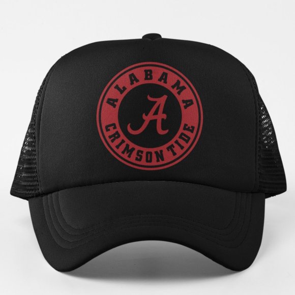 NEW Alabama Crimson Tide Circle Logo Foam Trucker Mesh Snapback Hat BLACK - Picture 1 of 3